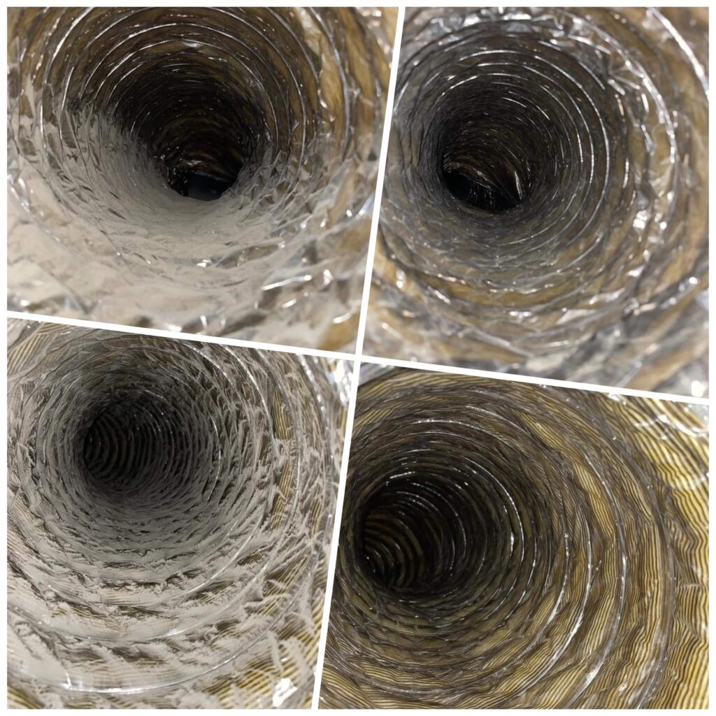 Before and after image of an air duct